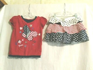 18 mo. Faded Glory 4th of July Butterfly Shirt & American Flag Skirt - Picture 1 of 4