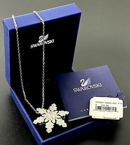 Genuine SWAROVSKI Snowflake Necklace Pendant Brooch in Orig Box Retail $150 #224