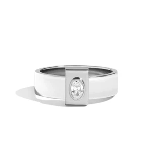 Engagement Men Band 0.20 Ct Lab Grown Oval Cut Diamond Solid 950 Platinum 6 mm - Picture 1 of 11