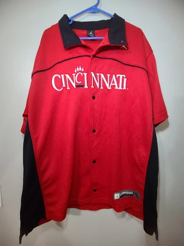 Vintage Jordan Cincinnati Bearcats Jersey Snap Button Warm Up Shirt Men’s XL Cover