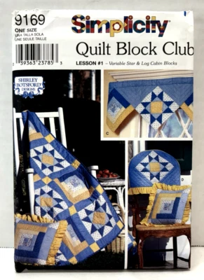 Simplicity Quilt Block Pattern #9169 Variable Star & Log Cabin Blocks Uncut - Image 1 of 4