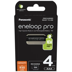 kQ Panasonic 4er AAA eneloop PRO Akku Set Mignon 930mAh BK-4HCDE plastic free