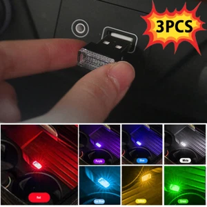 3x USB LED Auto Car Interior Neon Atmosphere Light Ambient Lamp Bulb Accessories - Picture 1 of 18