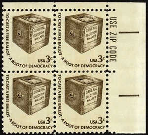 US Stamp Scott #1584 Zip Block Mint NH - 3 Cents Ballot Box Americana Series - Picture 1 of 1