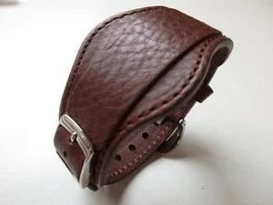 Brown military WWII leather 22 MM Bund watch band for vintage watches - Picture 1 of 6