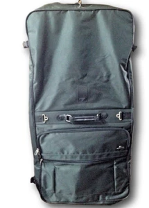 Bolsa de ropa Skyway colgante equipaje verde oscuro negro lona bolsillos cremalleras - Imagen 1 de 6