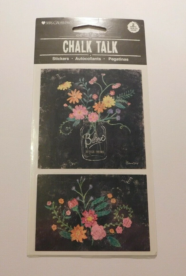 Mrs Grossman's Stickers Lot of 2 Sheets Package ~Chalk Talk Believe~ 2014 Foto 1 de 1