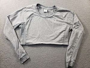 Camisa Gymshark Para Mujer Grande Gris Top Corto Manga Larga Informal Algodón Elástico - Imagen 1 de 12