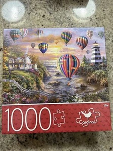 Balloons Over Cottage Cove Cardinal Jigsaw Puzzle 1000 pieces New - Picture 1 of 1