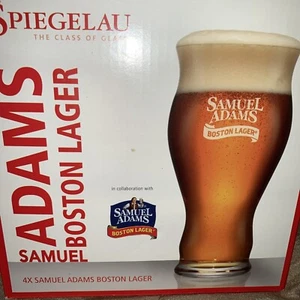 New 4 FOUR SAMUEL ADAMS Boston Lager Pint Beer Glasses Set - Picture 1 of 3