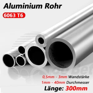 Alurohr Länge 300mm Aluminium Alu Profil Rundrohr AlMgSi 0,5-3mm Dicke 3-68mm AD - Picture 1 of 15