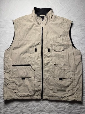 Y2K Old Navy Unisex Adventure Ready Utility Vest Beige Fleece Lined Outdoor XL - Image 1 of 4