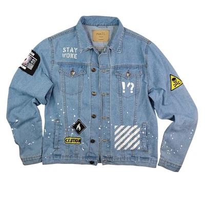 Chaqueta de camionero de tela Brooklyn de los 90 para hombre talla M ropa de calle Y2K Stay Woke  Foto 1 de 4