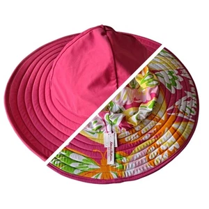 Hanna Andersson Reversible Swim Sun Hat Butterfly Print Summer Beach Girl Size L - Picture 1 of 8