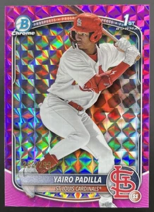2025 Bowman Chrome Yairo Padilla 1st Fuchsia Geometric Refractor /299 Cardinals - Picture 1 of 2