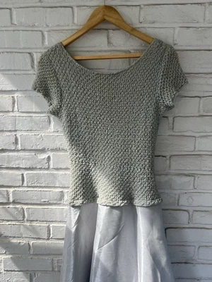 Nuevo con etiquetas Vestido largo de noche Cache para mujer plateado metálico talla 14 Foto 1 de 4