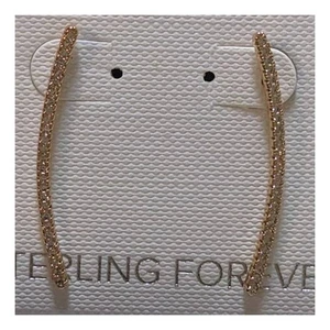 Sterling Forever Ohrringe Ohrhänger Einfädler Ohrringe Gold Strass Slimline - Bild 1 von 4