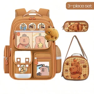 3 Pieces Set: Fashionable & Cute Capybara Themed Backpack, Large Capacity, With - Picture 1 of 9