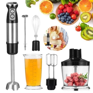 6 in 1 Stabmixer Elektrischer Hand Blender Pürierstab Pürierer Mixer Silber Set - Bild 1 von 19