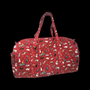 VERA BRADLEY Large Traveler Duffel Bag HOLIDAY CATS Travel Cat Lady Kittens Mint - Picture 1 of 15