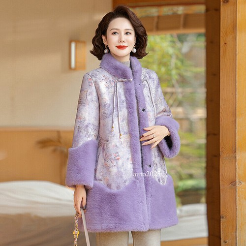 OFF WHITE Cappotto pelliccia visone lungo invernale nuovo stile cinese donna pelliccia spessa stile cinese cappotto