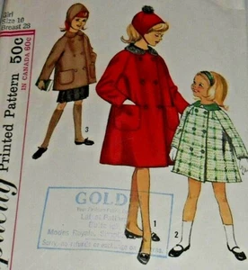 Vintage Simplicity #5147 Hat,Coat in 2 Lengths Sewing Pattern Child Size 10  - Bild 1 von 3