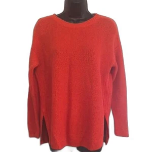 Polo Ralph Lauren Shirt Size Med Women's Orange Crochet 100% Linen Sweater - Picture 1 of 13