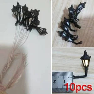 10Pcs Model Railway Train Layout Street Lights HO Scale 1:100 LEDs 3V Lamppost - Picture 1 of 9