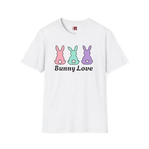 Bunny Love T-Shirt, Cute Easter Tee, Spring Fashion, Gift for Rabbit Lovers, - Picture 1 of 33