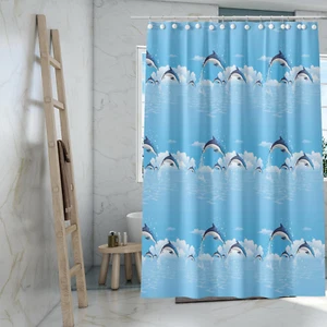 Duschvorhang Liner, 4G PEVA Blau Delphin Duscheinlage, Kunststoff Wasserdicht Show - Bild 1 von 12