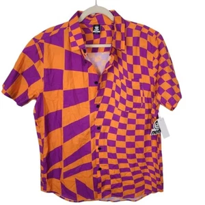 Neff Mens L Daze Orange Checkered Short Sleeves Button Up Shirt Pocket NWT - Picture 1 of 8