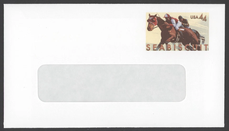 2009 US Scott # U668 44c Seabiscuit  on Windowed #6 Envelope, Mint - Image 1 of 1