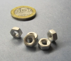 Aluminum Hex Nut, RH, M4 x 0.7 x 7mm W x 3.2mm H  50 Pcs - Picture 1 of 12