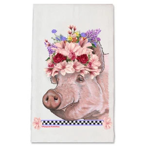 Pig Lovers Farm Floral Kitchen Dish Towel Pet Gift - Picture 1 of 1