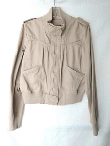Rue 21 Short Moto Style Jacket Beige Zip Up Juniors XL Chest 38" - Picture 1 of 6