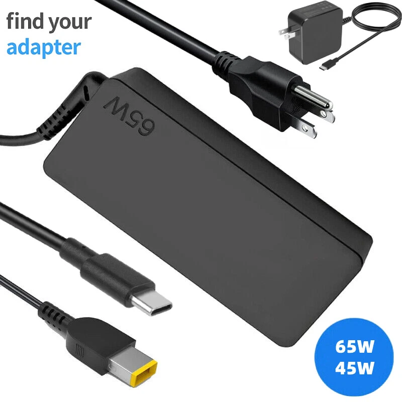 Cargador Cuadrado USB-C Adaptador de CA para Portátil para Lenovo + Cable de Alimentación 45W 20V 2.25A Foto 1 de 1