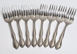 8 Oneida Deluxe Stainless Silver Strathmore Flatware Salad Forks 6⅛" Inch Used - Picture 1 of 24