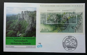 Germany National Park 1998 Mountain River Forest Tree (miniature FDC) - Picture 1 of 5