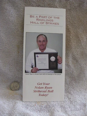 Folleto del Salón de las Huelgas Nolan Ryan Rawlings anuncio béisbol como nuevo Foto 1 de 4