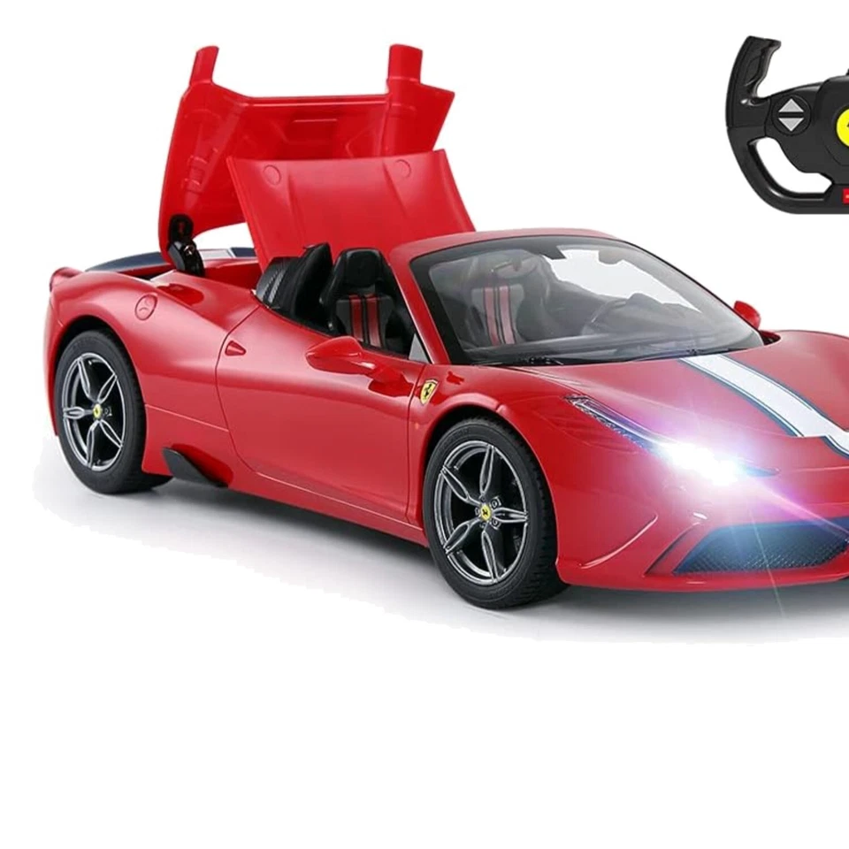 Licensed Ferrari 458 RC Car | 1/14 Scale with Flashing Lights & Convertible Top - Image 1 of 4