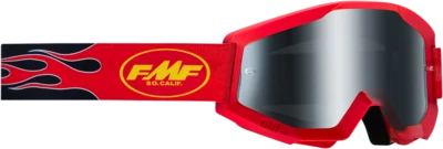 FMF Vision PowerCore Sand Flame Goggles Red Smoke Lens Adult MX/ATV/UTV 100% - Image 1 of 3