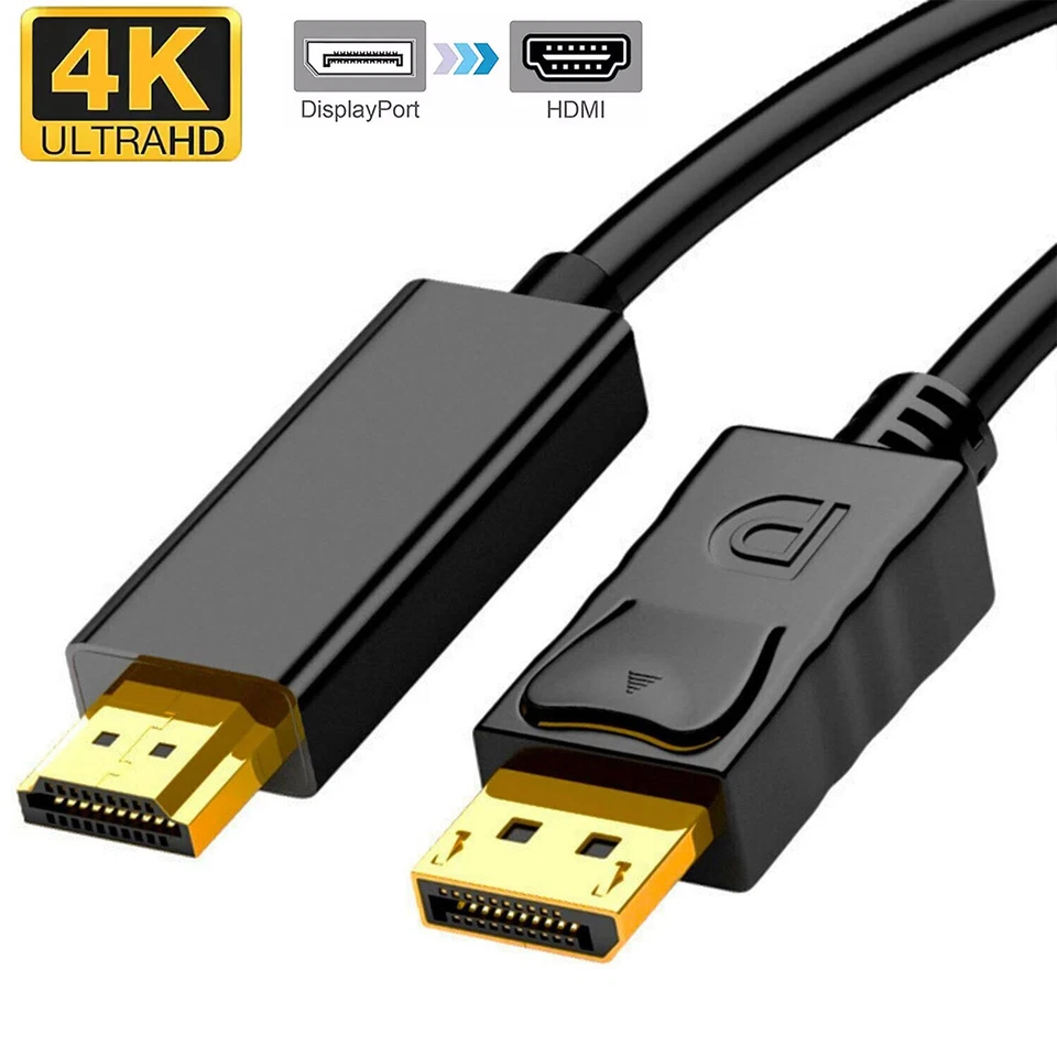 Display Port to HDMI Cable DP Adapter Converter Audio Video PC HDTV 1080P 60Hz - Image 1 of 4