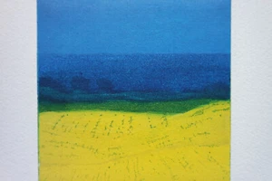Aquatinta-Radierung „Rapsfeld am Meer“, Originaldruck, signiert T. Ehmke, 2025 - Bild 1 von 4
