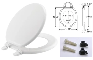 Economy Round Closed Front Toilet Seat, Enameled Wood High-Gloss Finish, White - Picture 1 of 17