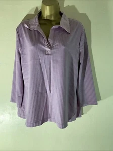 BNWT Women Debenhams Plus Size Uk 18 Mauve 3/4 Sleeve Ribbed Stretch Polo Shirt - Picture 1 of 6