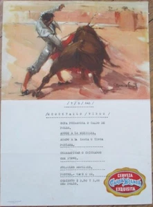Carta Blanca Beer Advertising 1943 Restaurant Menu, Mexico Mexican Bullfight - Picture 1 of 1