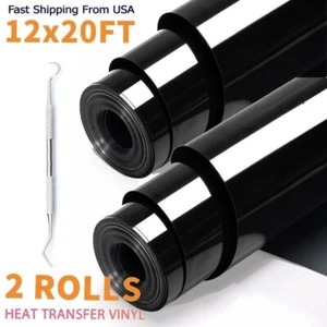 HTV Wärmeübertragung schwarz Vinyl Rolle PU 12"x 40FT Bügelbild Vinyl T-Shirt Cricut - Bild 1 von 7