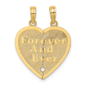 Avariah 14k Yellow Gold FOREVER AND EVER Break-Apart Heart Charm - 25.8mm - Picture 1 of 5