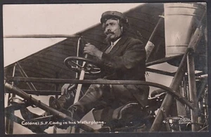 VINTAGE RPPC POSTCARD COLONEL S.F.CODY IN HIS WATERPLANE,LAST KNOWN PHOTO - Foto 1 di 2