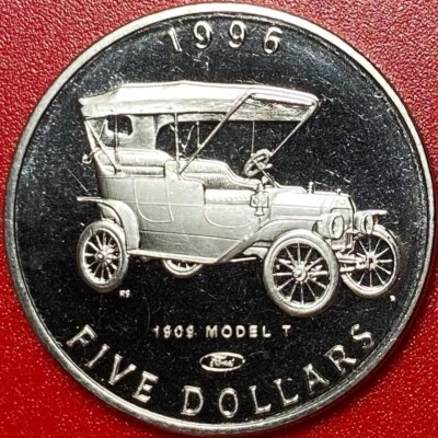1996 МАРШАЛЛОВЫ ОСТРОВА $5 ХЕНРИ ФОРД 1909 МОДЕЛЬ T АВТОМОБИЛЬ BU ДОКАЗАТЕЛЬСТВО-LK CU-NI без серебра - Изображение 1 из 3